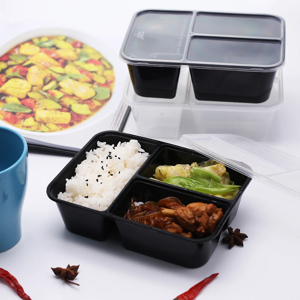 Hot Sale Disposable Plastic Lunch Box 3 Compartment Microwaveable Tiffin Box Bento Lunch Buy