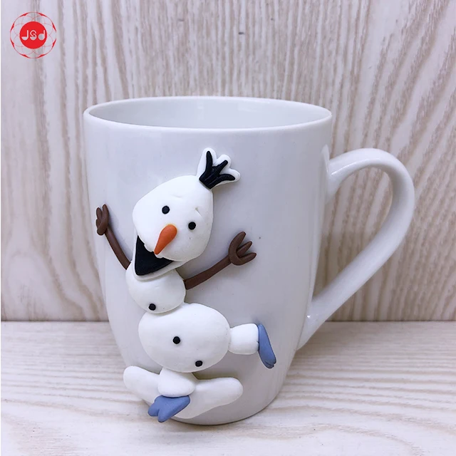 INS Ceramic Coffee Mug Lovely Snowman Mug Polymer Clay Mug