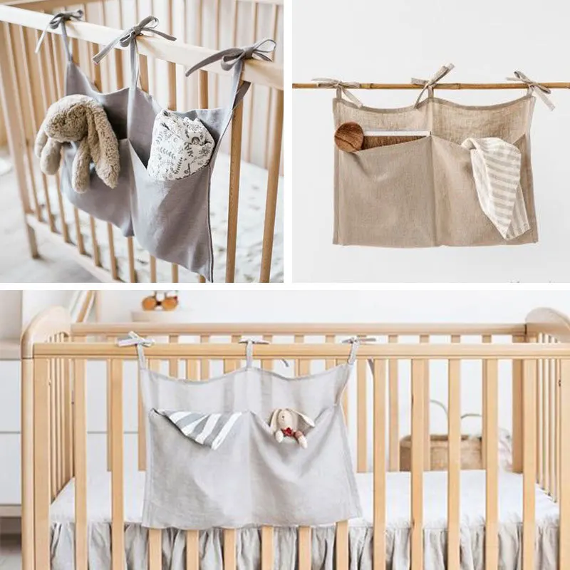 Cotton Pocket Crib Bedding Set Baby Toy Diaper Cot Storage Organizer BE 