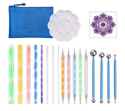 
Mandala Dotting Tools Set,Pen Dotting Tools Mandala Stencil Ball Stylus Paint Tray for Painting Rocks,Coloring,Drawing and Draft 