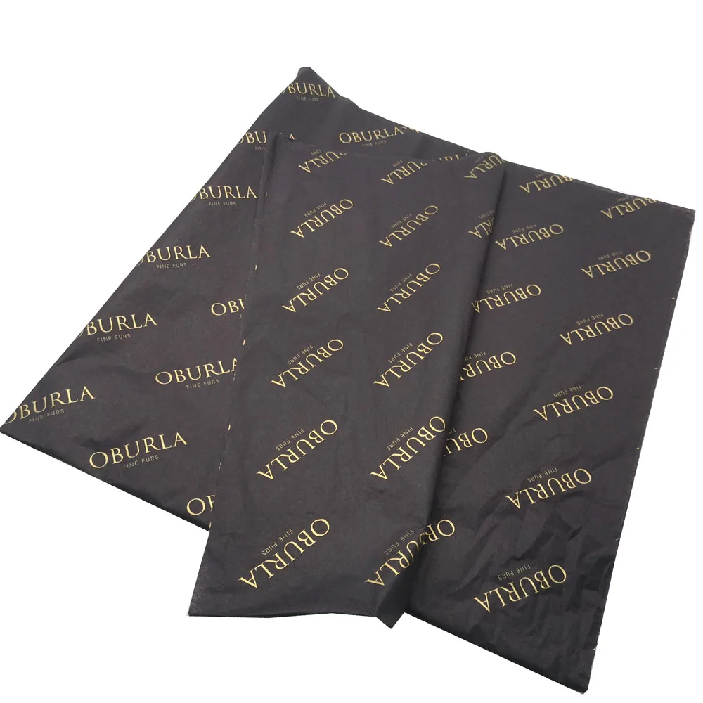 Custom Printed Gold Logo Moisture Proof Wrapping Gift Black Tissue