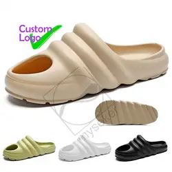 Custom Logo Summer Slipper Slippers Men Waterproof Boys Sandals Lace Up Flat Purple Slides Swirl Mint Yezzy Slides Filp Flop For