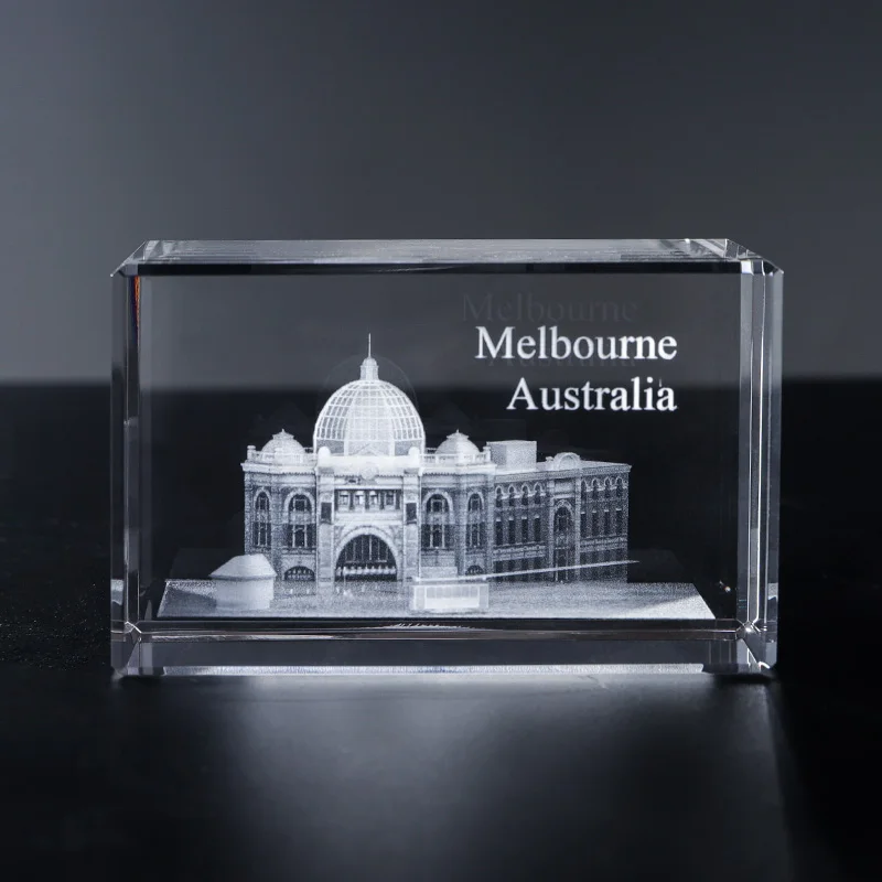 Australia Building Sydney Opera House Laser Engraved K9 Crystal Glass Trophy Photo Block Print Souvenir with Etched Picture factory