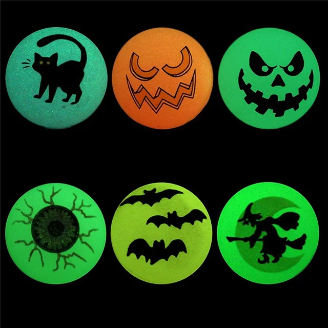 Halloween Miniatures Trick or Treating Goodie Halloween Prizes School Classroom Game Rewards 48 PCS Halloween Party Favors Glow in The Dark Bouncing Balls Light Up Toys Balls 