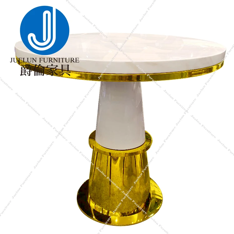 Original factory stainless steel coffee table dining table combination white round coffee cum dining table