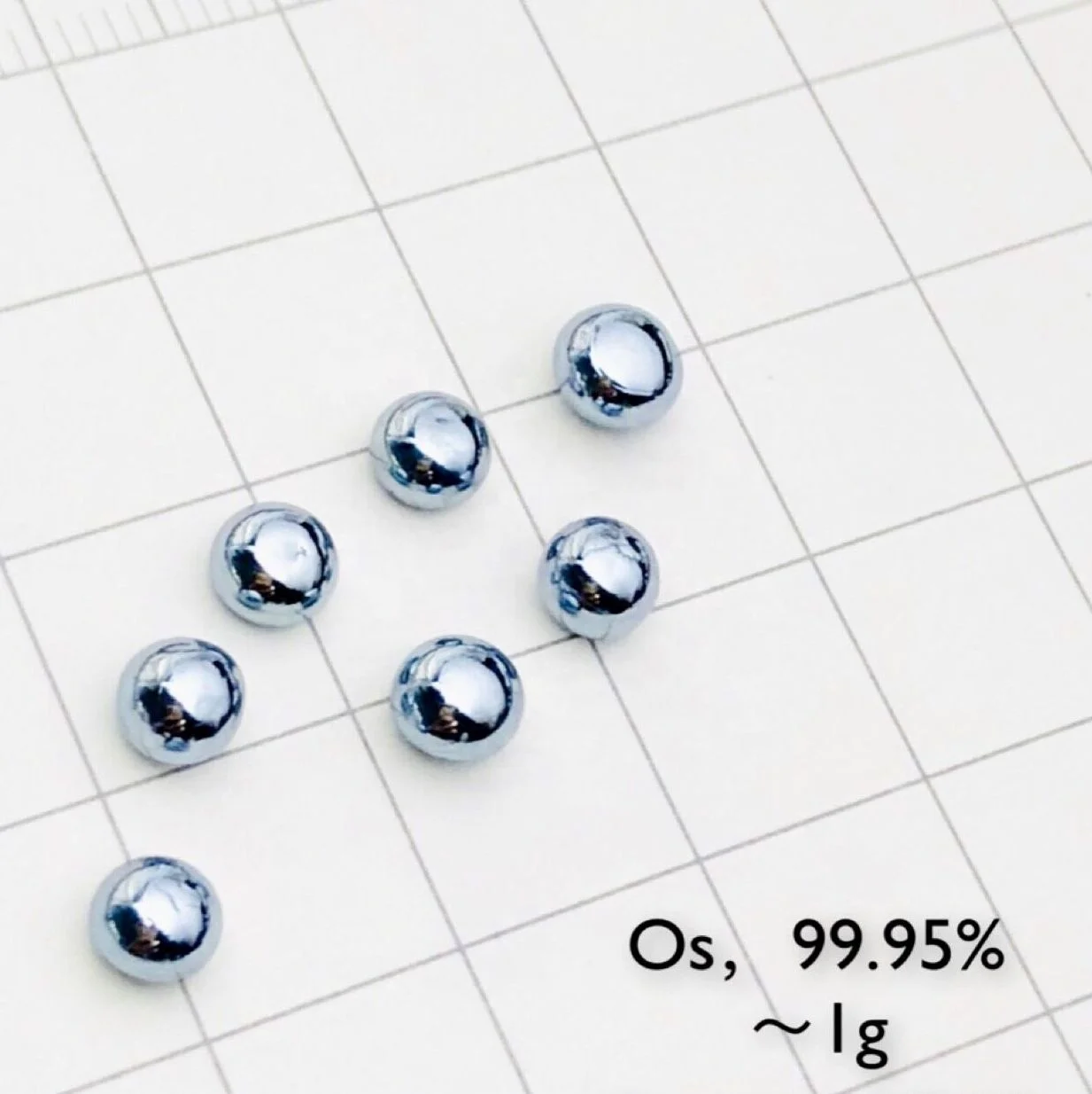 希少Os オスミウム 1g 99．9％　ペレット　レアメタル　成分分析表付 Osmium Metal Pellet 1g - ≥99.95% Pure Element Osmium for