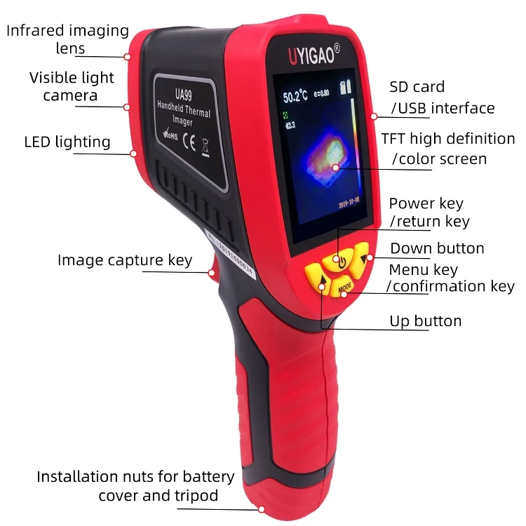 Portable Ir Thermal Imaging Camera Digital Display High Image