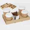 Cardboard coffee cup carrier, 4 cups, Custom Logo Printed Disposable