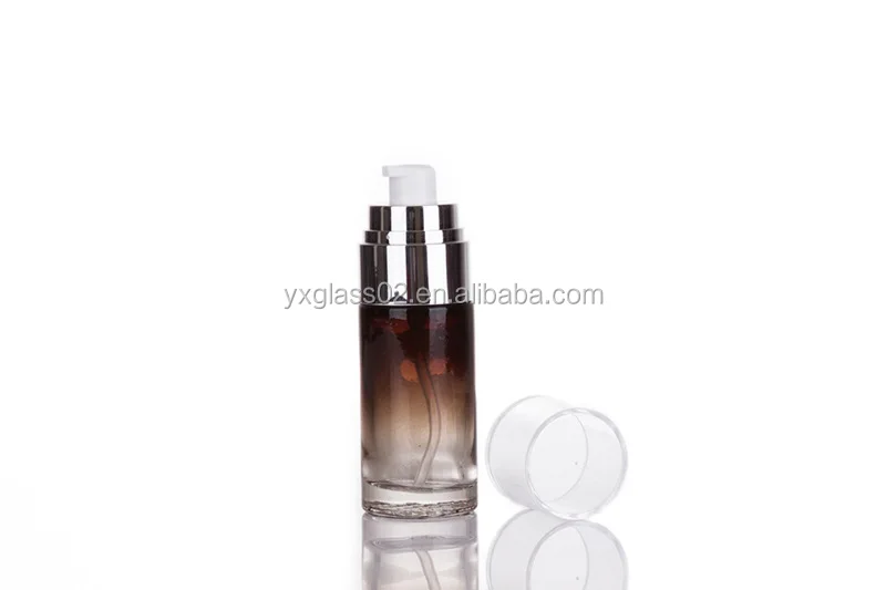 Luxury Cosmetic glass bottle set -- skincare container manufacturer-- new style design with pump&spray&gold/aluminum cap supplier