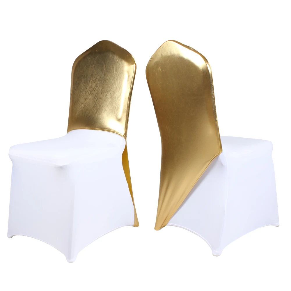 Bright Golden Metallic Half Chair Cover One Leg Chair Bands For Wedding