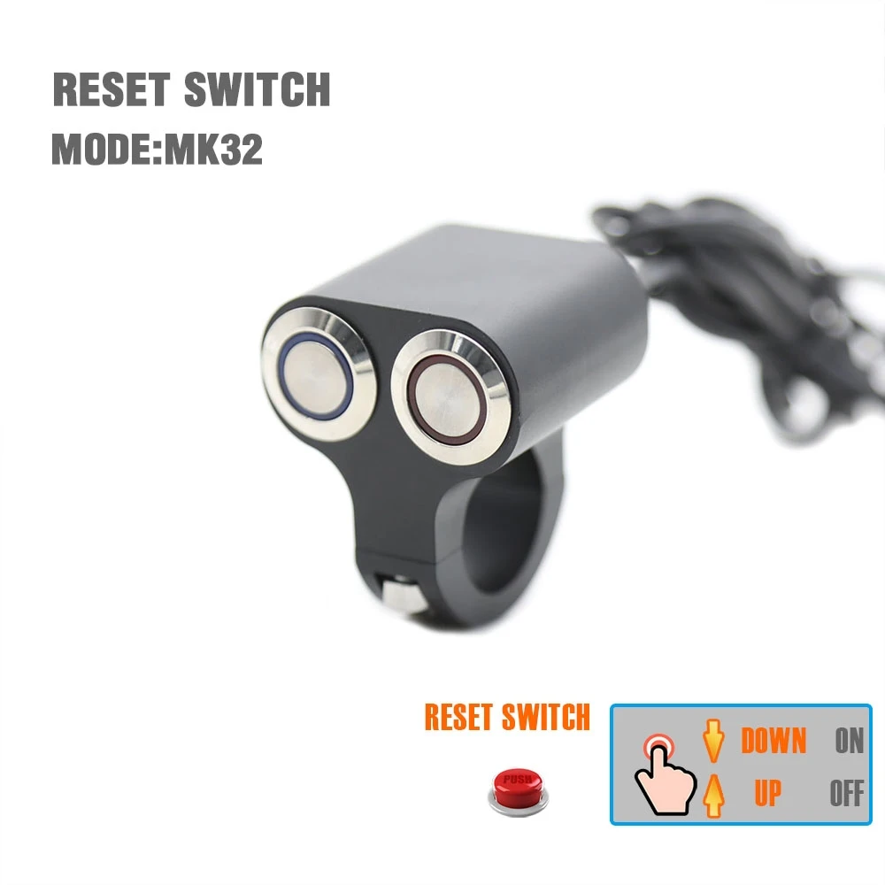 Dual 22mm 7/8in Handle Bar Rocker Switch On/Off High Low Light Switch Waterproof 