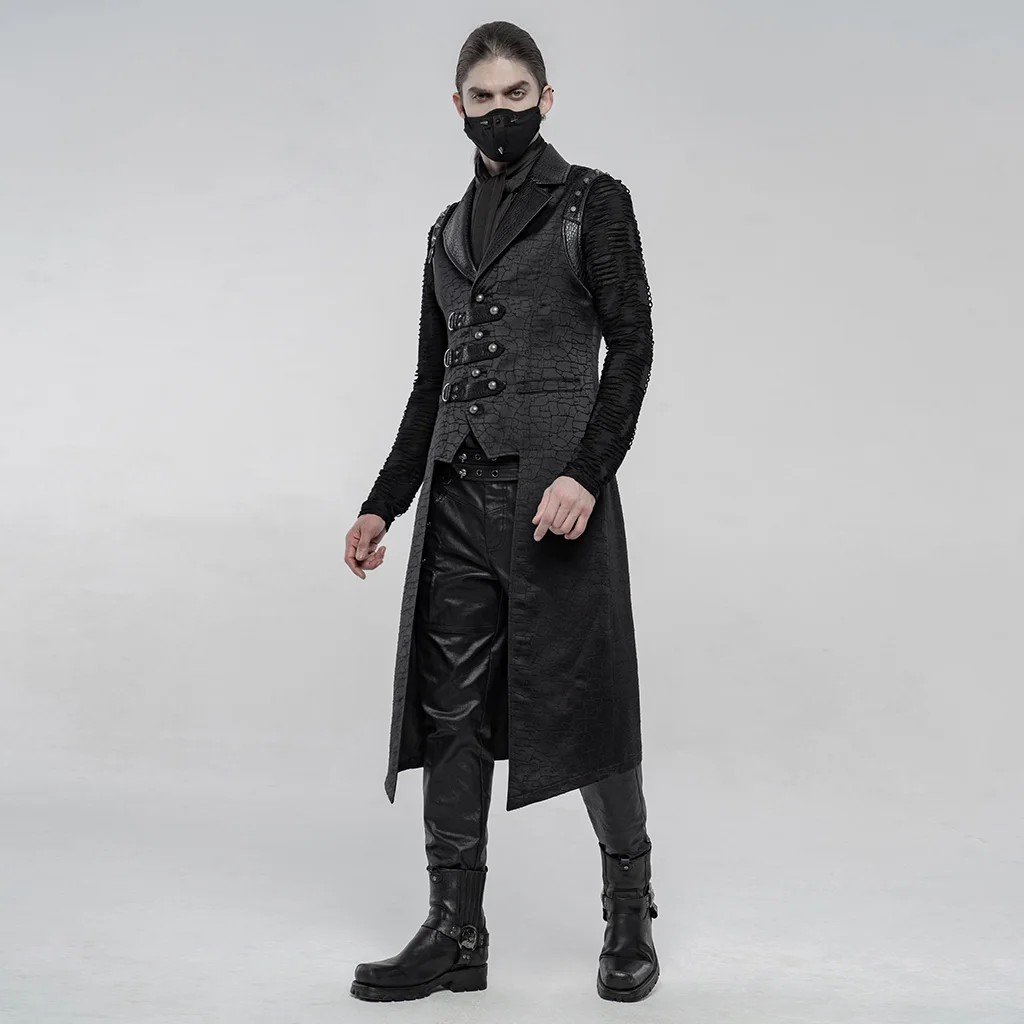 冬季wy-1254mjm时尚朋克风格中长款背心男士pu夹克