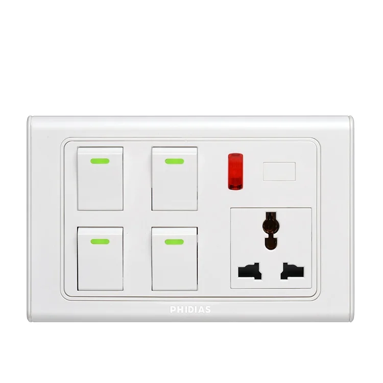 simple electrical wall switch and socket with night light  Copper Multi universal socket