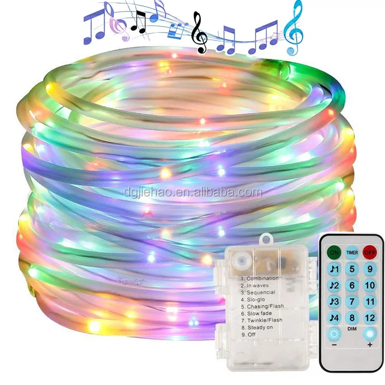 5m 50LEDs Rope string  Sound activate &12 lighting modes With smart beat sensor  3AA battery powered,music controlled