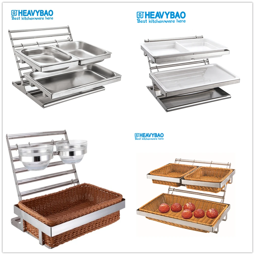 Heavybao Mirror Polished High Quality Luxury Stainless Steel Buffet Display Stand / Buffet Food