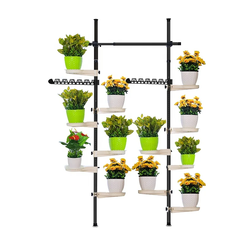 Wholesale Indoor Plant Rack Spring Tension Rod Metal Flower Display