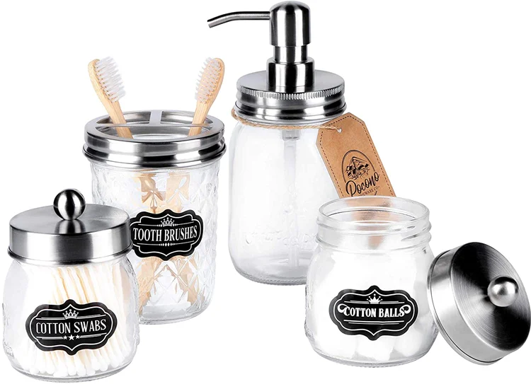 Augneveres Pot De Brosse À Dents Mason Jar Large Mouth Bouteille En Verre Portedistributeur De Savon Ensemble D/'accessoires De Salle De Bain Ne Contient Pas Le Contenu Du Pot 1319984465in first-rate