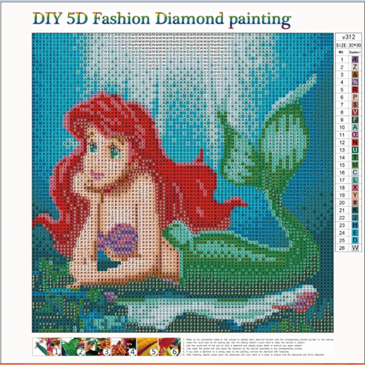 Dessin Animé Sirène CASTLE SEA WORLD complet Perceuse 5D Diamond peinture décoration maison N6244 