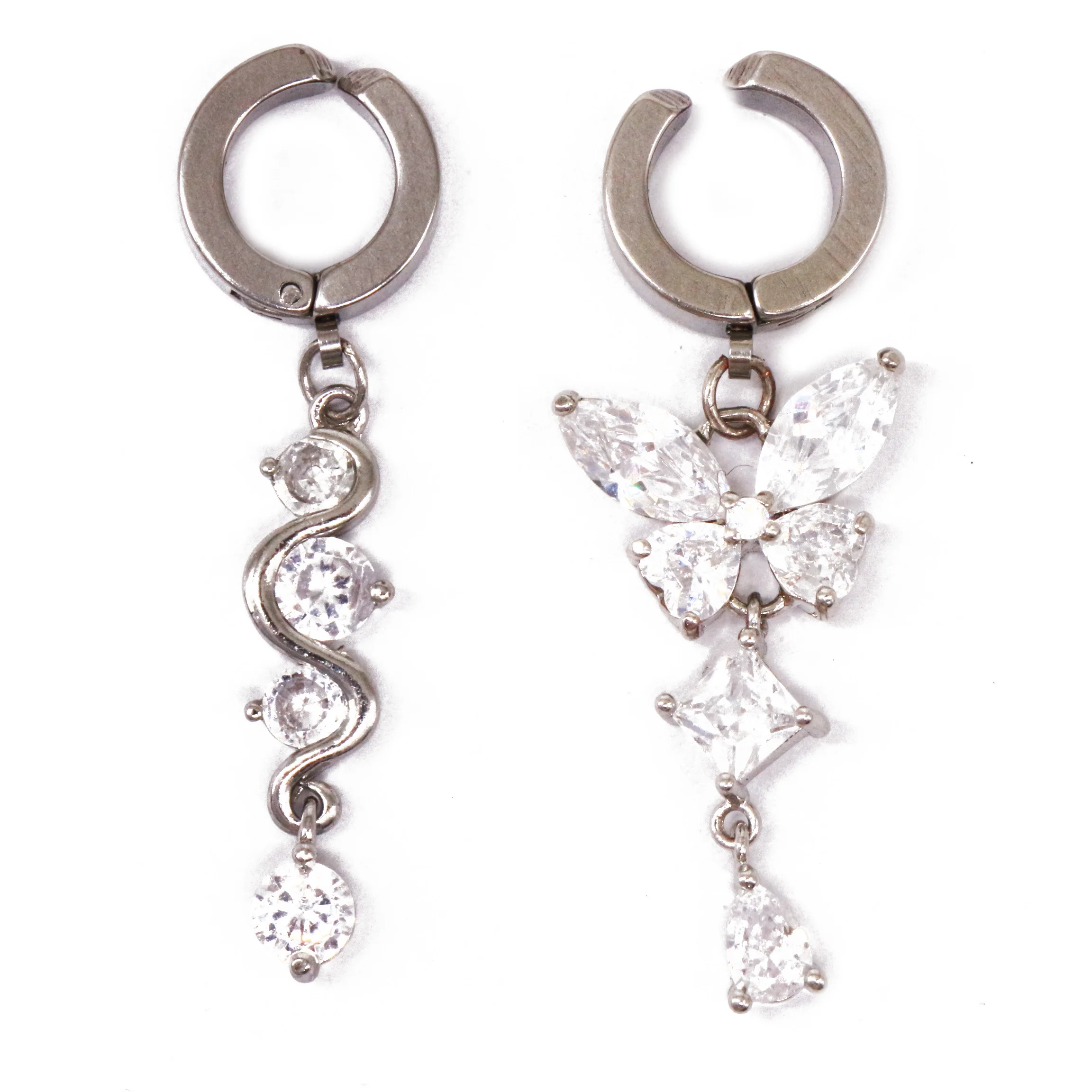 

Gaby stainless steel clip on belly ring dangling belly button ring piercing jewelry