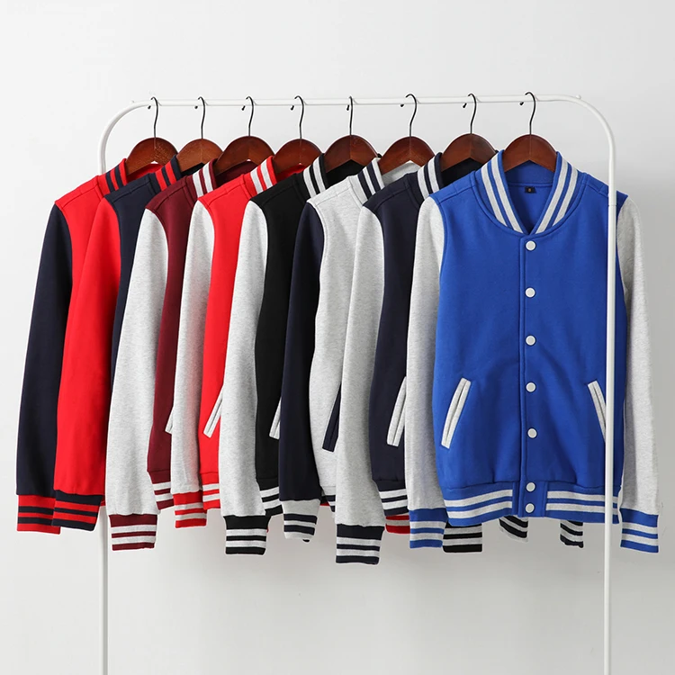 College Style 600gsm Fleece Plain Varsity Custom Embroidered Jacket ...