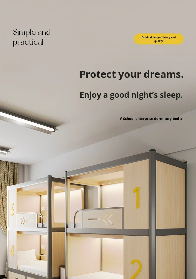 product free 3d design service apartment bed furniture double decker iron student dormitory bunk bed with two floors for metal school-4