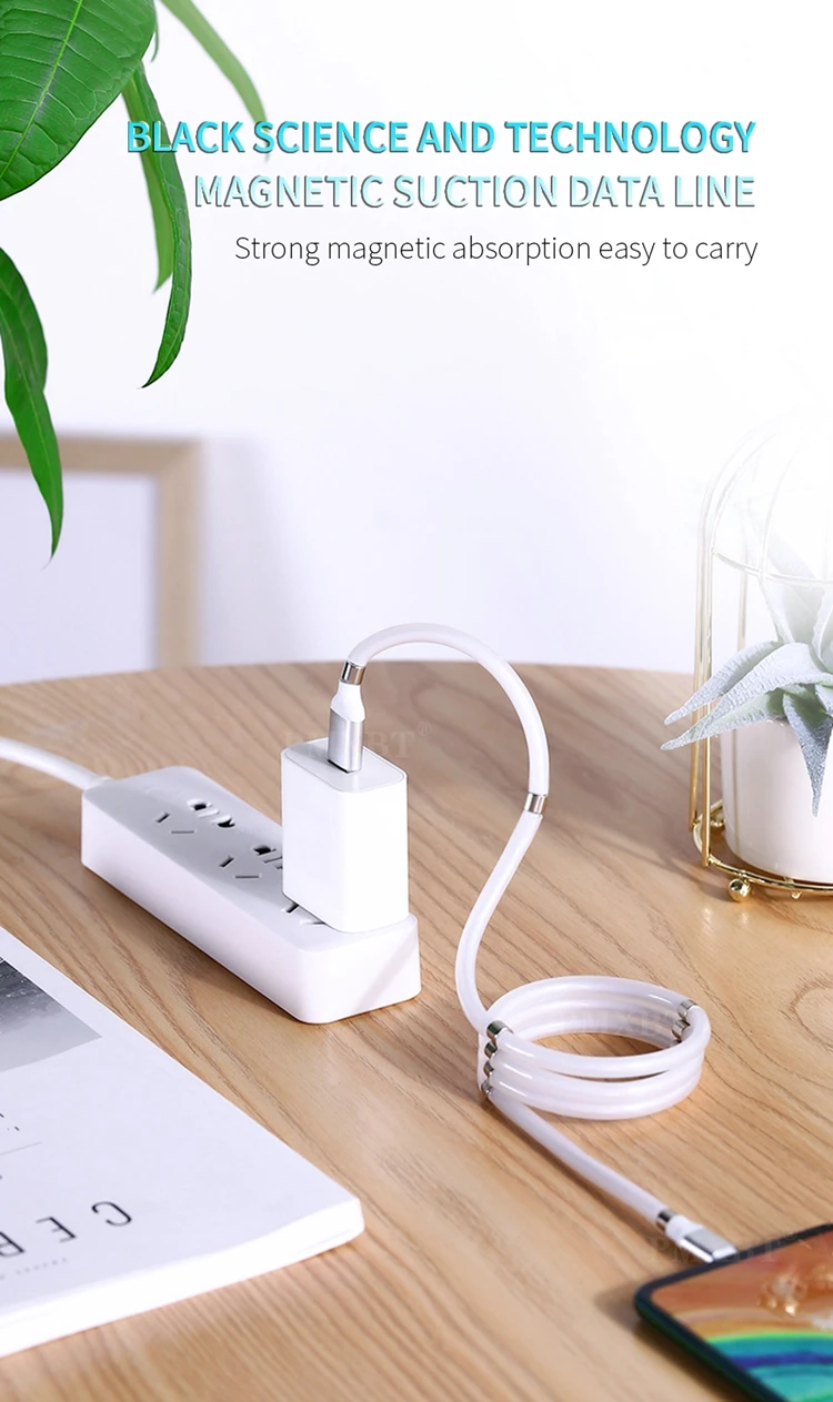 Magnetic Storage Cable 2.4A Micro USB Cord Fast Charging Magnet USB Type C Mobile Phone Charge Cable - ANKUX.COM