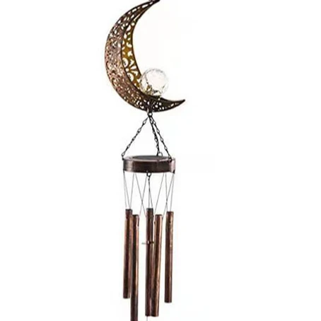 New solar wrought iron hollow LED waterproof moon wind chime light garden lawn outdoor decorative landscape light