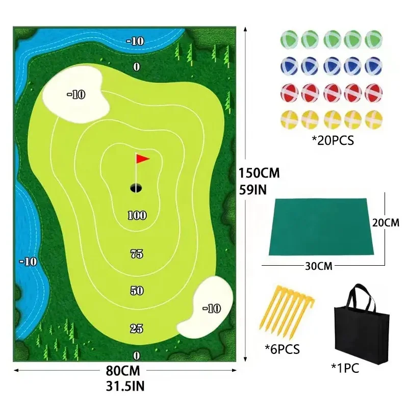Golf Game Mat Indoor Stick Chip Game With 20 Grip Golf Balls Indoor
