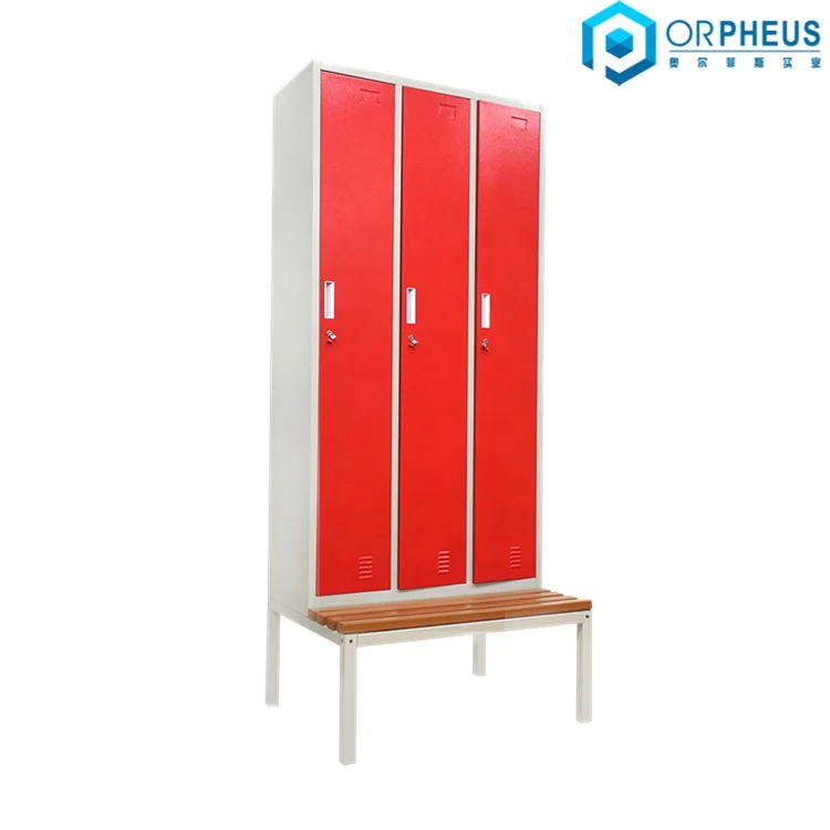 Factory Customized Gym Metal 3 Door Lockers Wardrobe Steel Gym Red ...