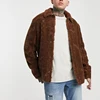 Thick men jackets winter zip fastening faux fur jacket in color brown