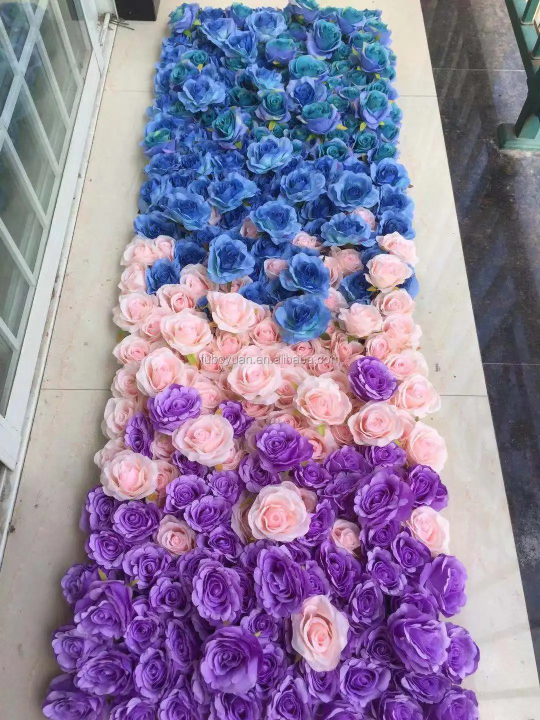 V609 Wedding Background Faux 3d Flower Wall Panel Purple Luxury Ombre