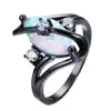 European and American factory direct sales a generation of willing black gold horse Opal oval S-shaped white zircon ring