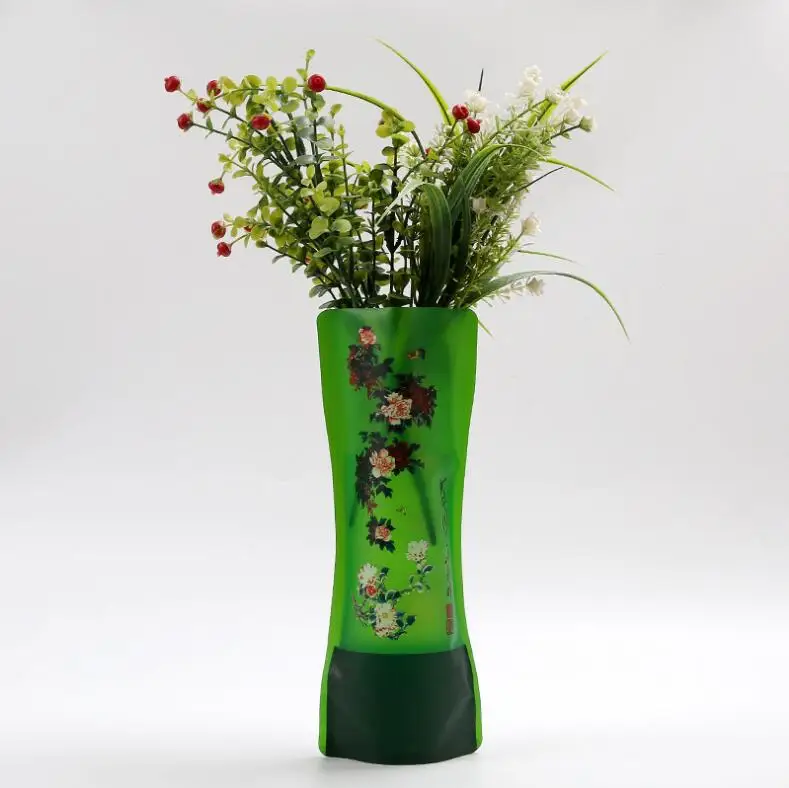 Custom Printed Foldable Plastic Mini Flower Vase For Home Decoration