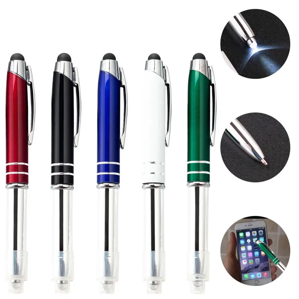 3 In 1 Multifunction Stylus Custom Logo Led Light Pen With Led Light