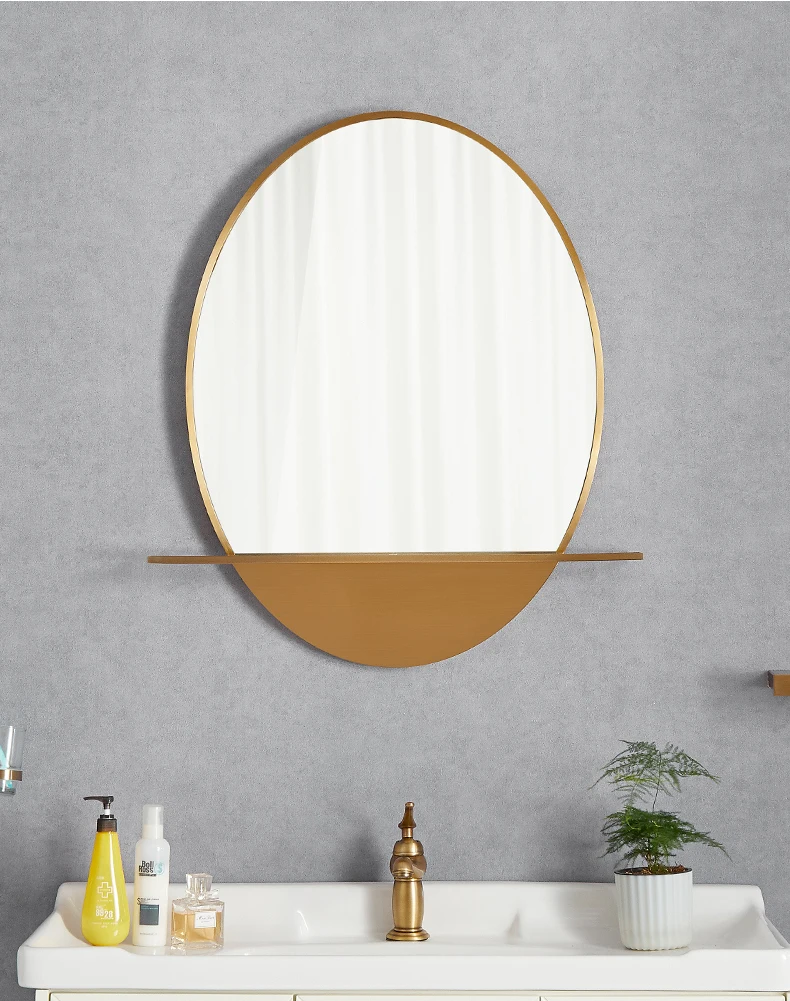 MOK 304 Metal Stainless Steel Frame and Shelf Bathroom Mirror