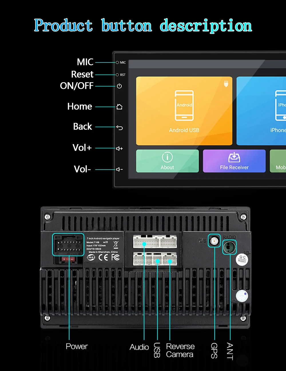 Android 7inch Dvd Player Touch Screen 2 Din Mp5 Player Android 7'' Car