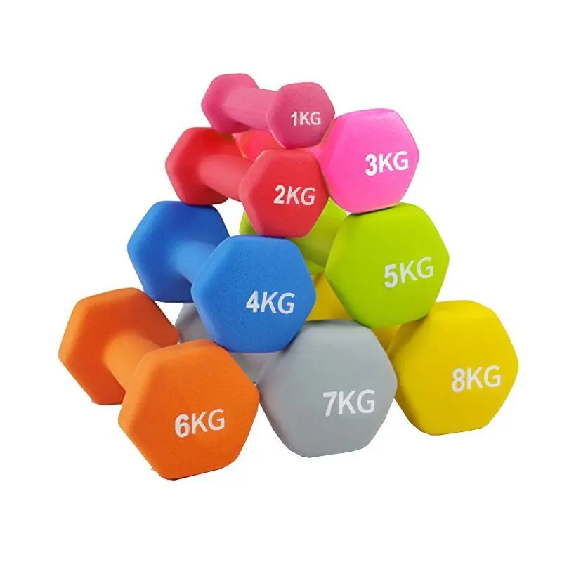 Colorful 1 Kg Dumbbell Set Vinyl Dipping Pvc Neoprene Portable Gym Solid Cast Iron Dumbbell