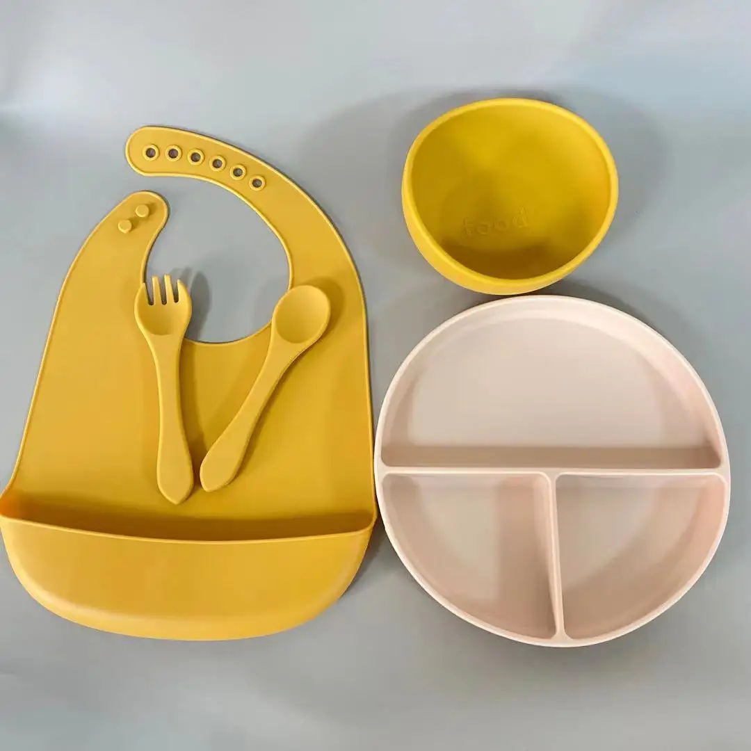 Baby Silicone Feeding Supplies Free Combination Reusable Food Grade Set