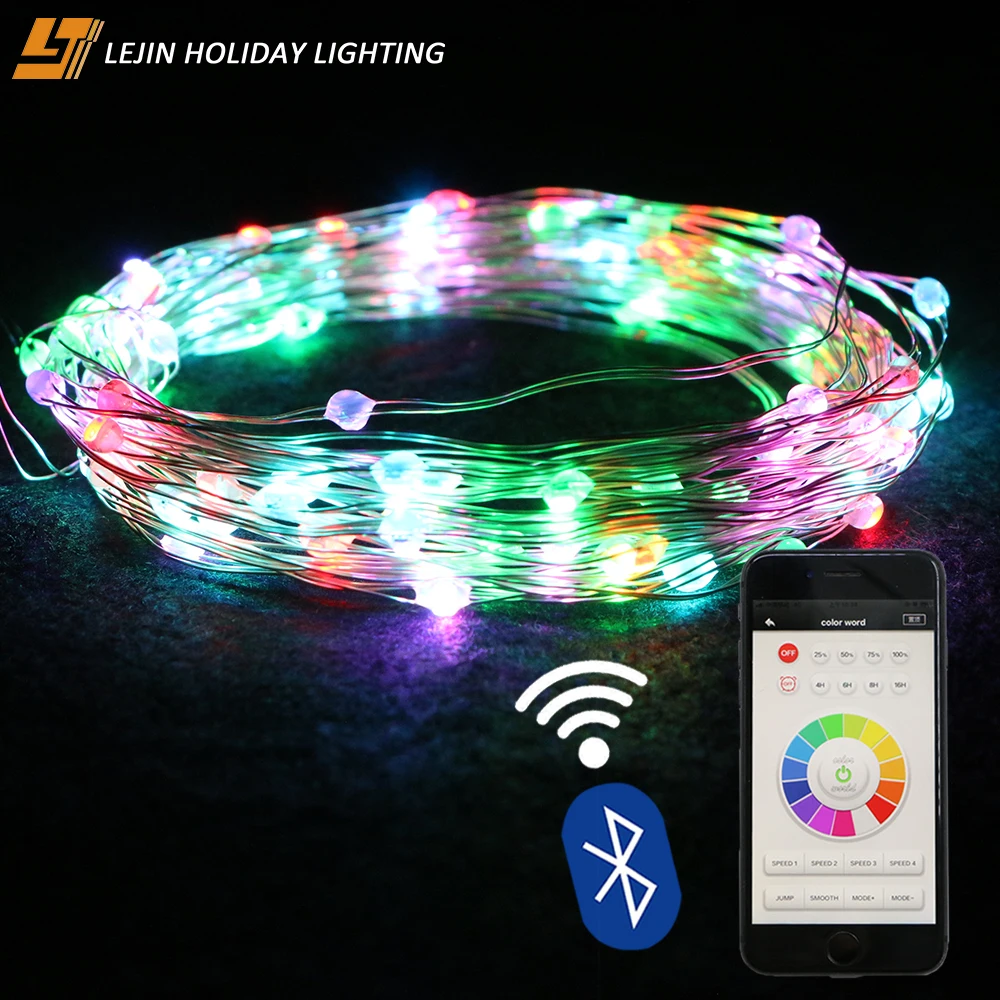 Beautiful copper wire led string light digital smart app remote for room decoration indoor