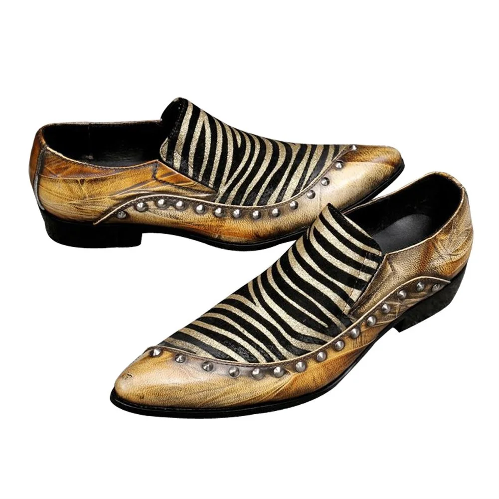 Genuine Leather Zebra Texture Pointed 