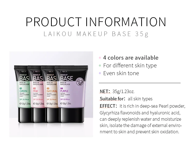 Oem/odm 4 Colors Long Lasting 35g Face Primer Makeup Base Buy Primer