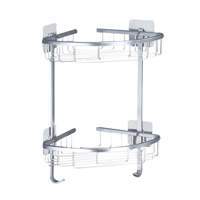 News Bathroom Kitchen Aluminum 2 Tier Shower Shelf Rack Double Deck Caddy Adhesive Storage Basket Wall Mount Triangle Holder Buy Adhesive Storage Basket Shower Shelf Double Deck Caddy Product On Alibaba Com