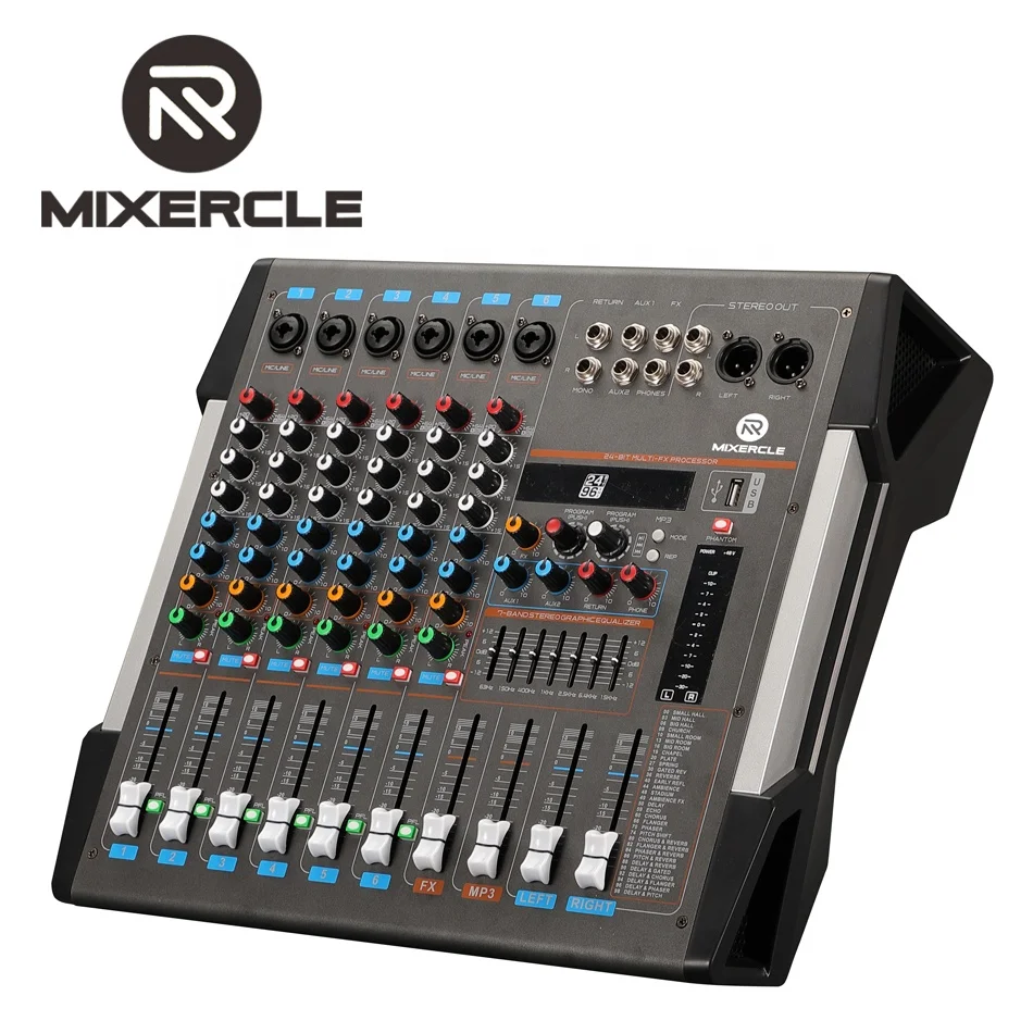 
GL-8, Hot Sell 8CH Professional Power Amplifier Mixer with USB Active EQ,Digital Audio Mixer for Recording 