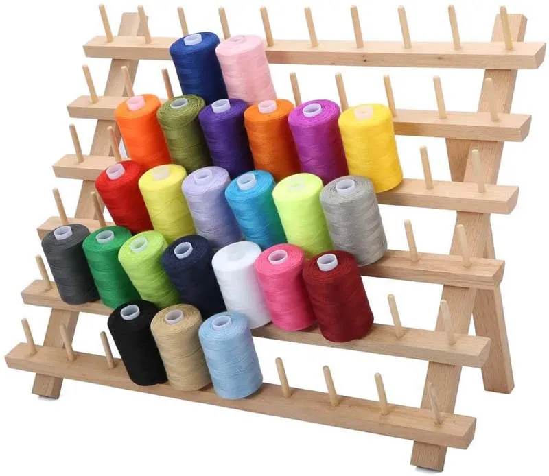 60 Spool Wooden Thread Rack Storage Rack For Sewing Quilting Embroidery