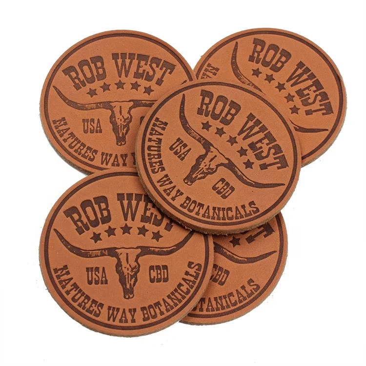 Supplier Custom Brand Logo Heat Press Real Leather Patch With Adhesive