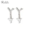 Cubic zirconia silver 925 earrings stud arrow design