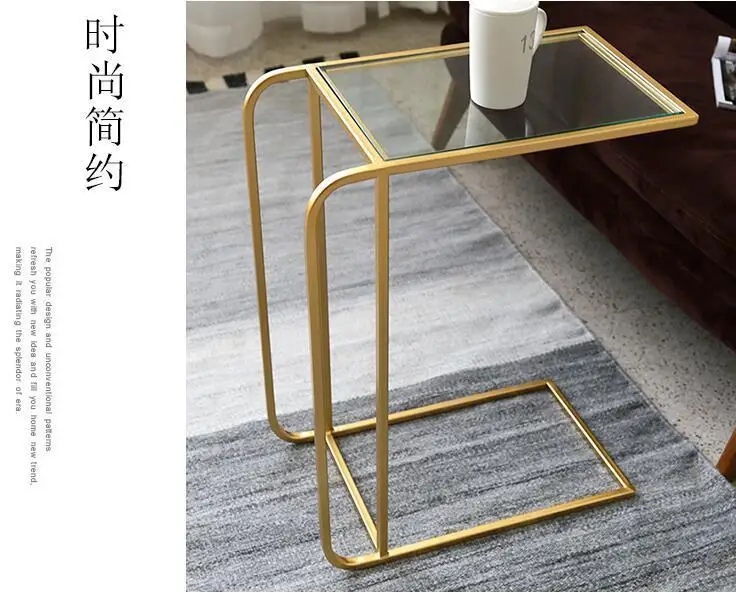 Can move sitting room tea table sofa small  iron glass table bedside table