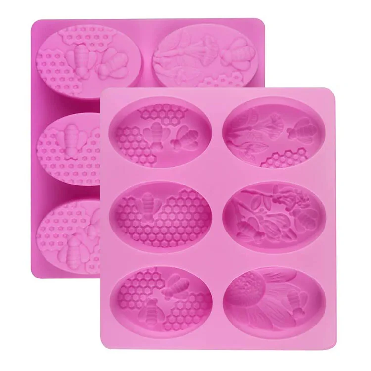 Wholesale Price 6 Cavity Oval Soap Mold Bpa Free 3d Bee Silicone Mold For Soap Cake