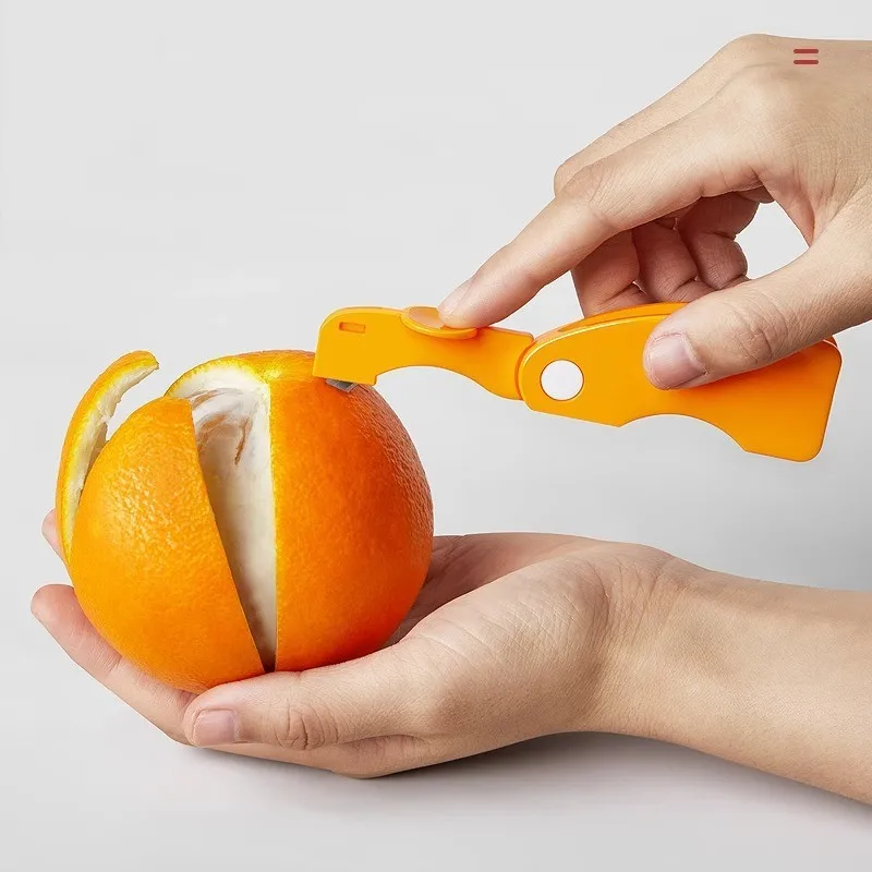 Factory Price Wholesale Fruits Folding Paring Knife Thumb Peel Off The Skin Tool Orange Peeler