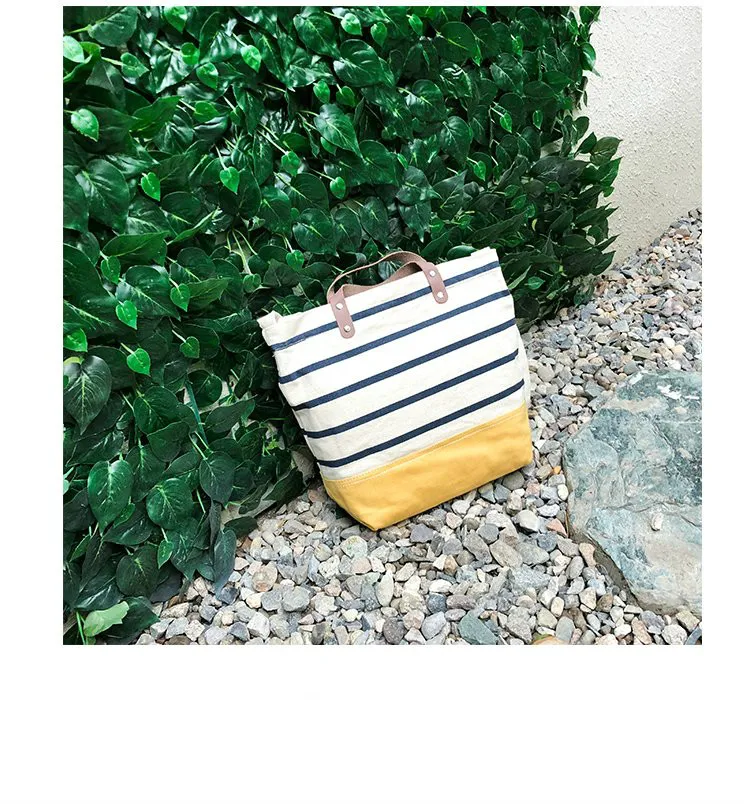 Fashion ladies hot sale striped bag canvas handbags women 2020
